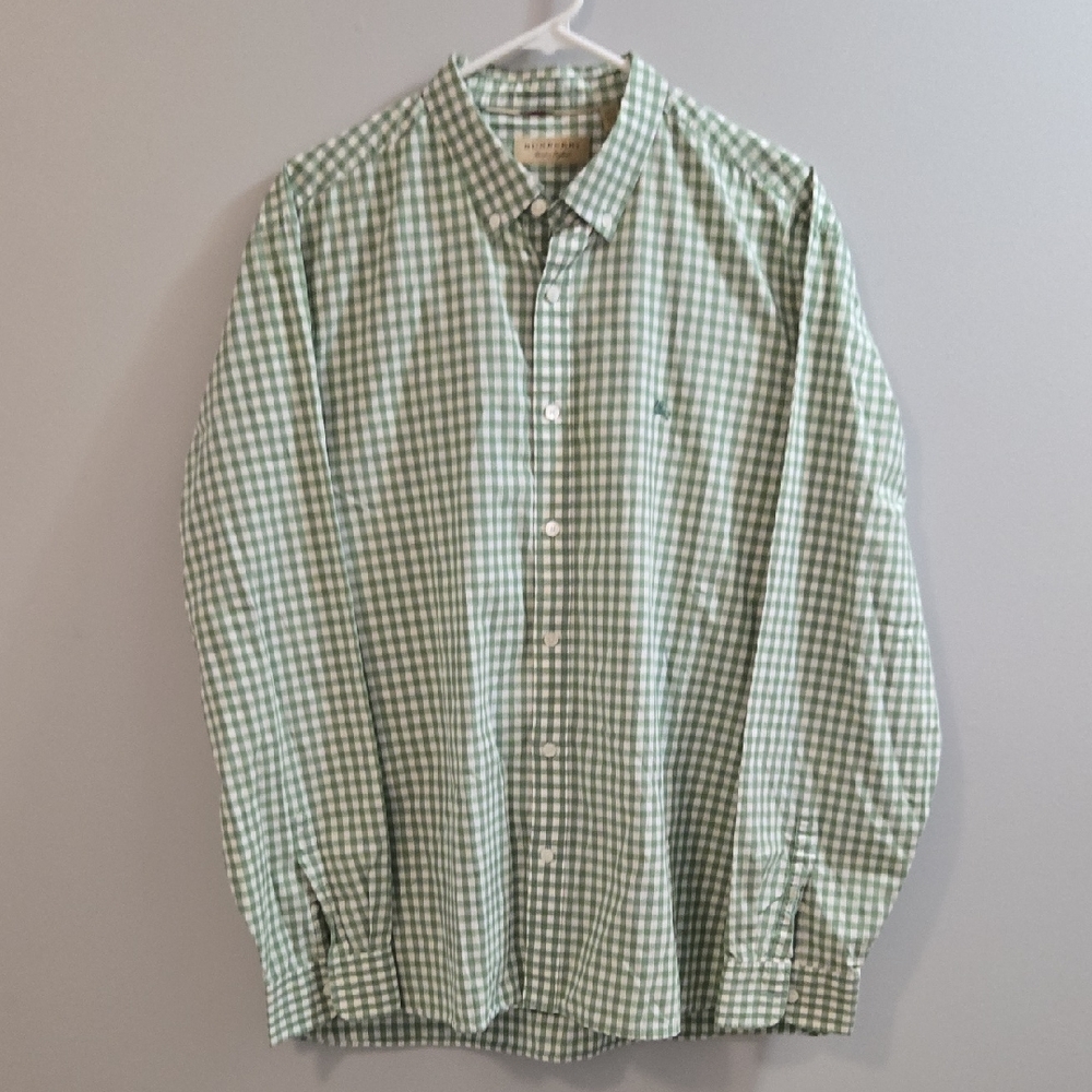 Burberry London Green Gingham Check Men's Shirt XXXL